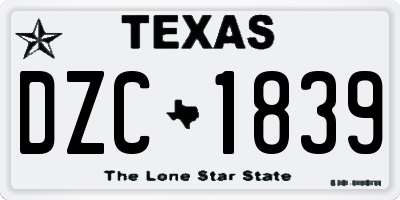TX license plate DZC1839