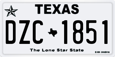 TX license plate DZC1851