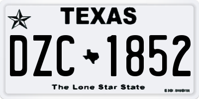 TX license plate DZC1852