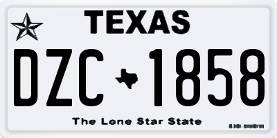 TX license plate DZC1858