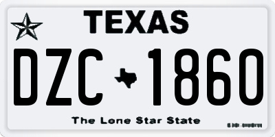 TX license plate DZC1860