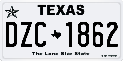TX license plate DZC1862