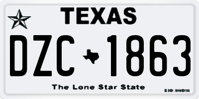 TX license plate DZC1863