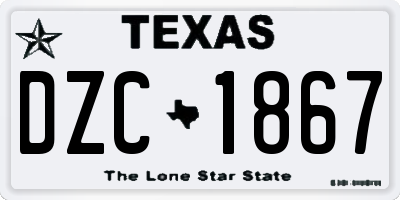 TX license plate DZC1867