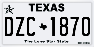 TX license plate DZC1870