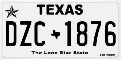 TX license plate DZC1876