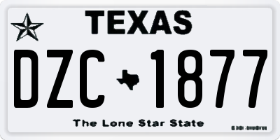 TX license plate DZC1877