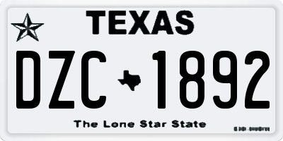 TX license plate DZC1892