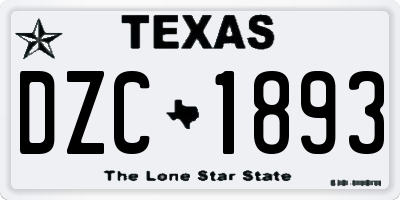 TX license plate DZC1893