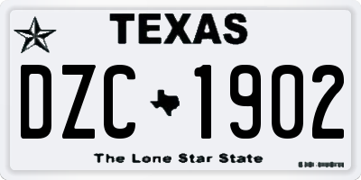TX license plate DZC1902