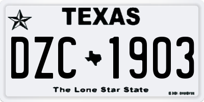 TX license plate DZC1903