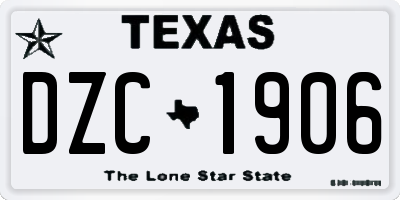 TX license plate DZC1906