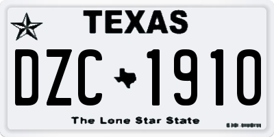 TX license plate DZC1910