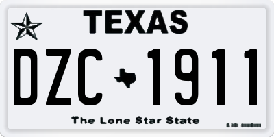TX license plate DZC1911