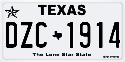 TX license plate DZC1914