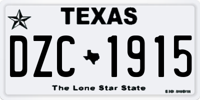 TX license plate DZC1915