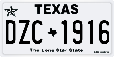 TX license plate DZC1916