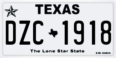 TX license plate DZC1918
