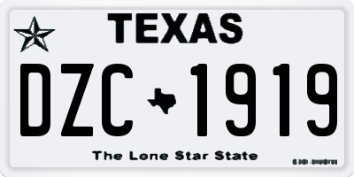 TX license plate DZC1919