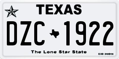 TX license plate DZC1922