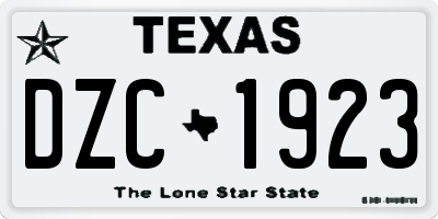 TX license plate DZC1923