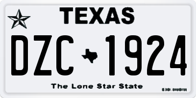 TX license plate DZC1924