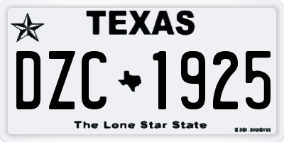 TX license plate DZC1925