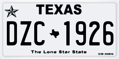 TX license plate DZC1926