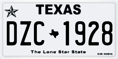 TX license plate DZC1928
