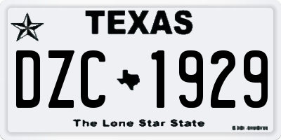 TX license plate DZC1929