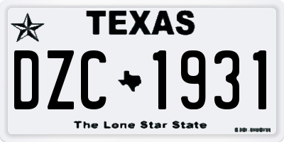 TX license plate DZC1931