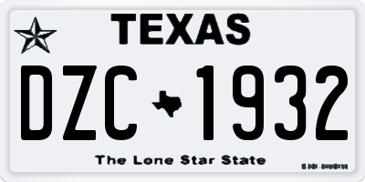 TX license plate DZC1932
