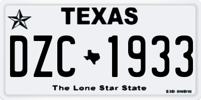 TX license plate DZC1933