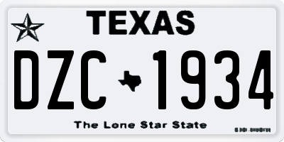 TX license plate DZC1934