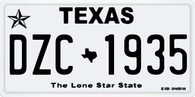TX license plate DZC1935