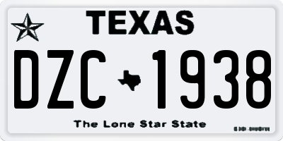 TX license plate DZC1938
