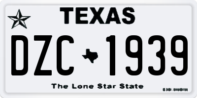 TX license plate DZC1939