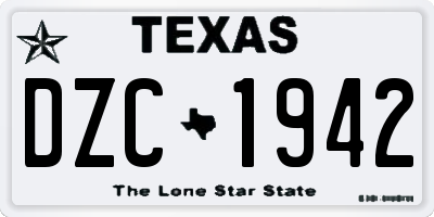 TX license plate DZC1942