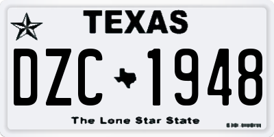 TX license plate DZC1948