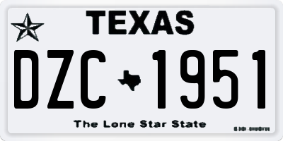 TX license plate DZC1951
