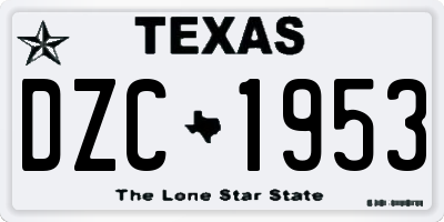 TX license plate DZC1953
