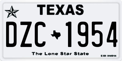 TX license plate DZC1954