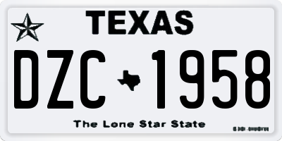 TX license plate DZC1958