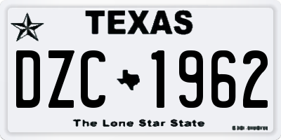 TX license plate DZC1962