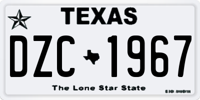 TX license plate DZC1967