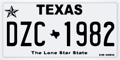 TX license plate DZC1982