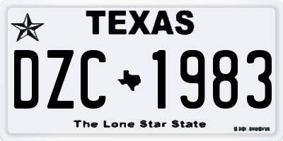 TX license plate DZC1983