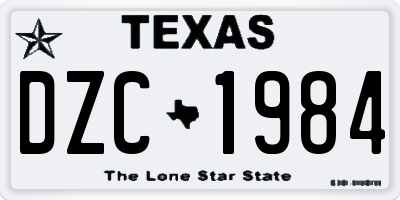 TX license plate DZC1984