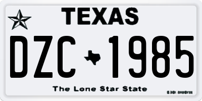 TX license plate DZC1985