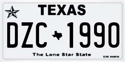 TX license plate DZC1990